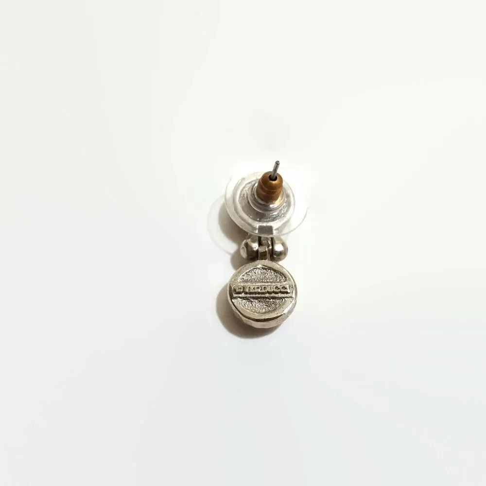Verducci Silver Tone Yellow & Blue Cabochon Earrings